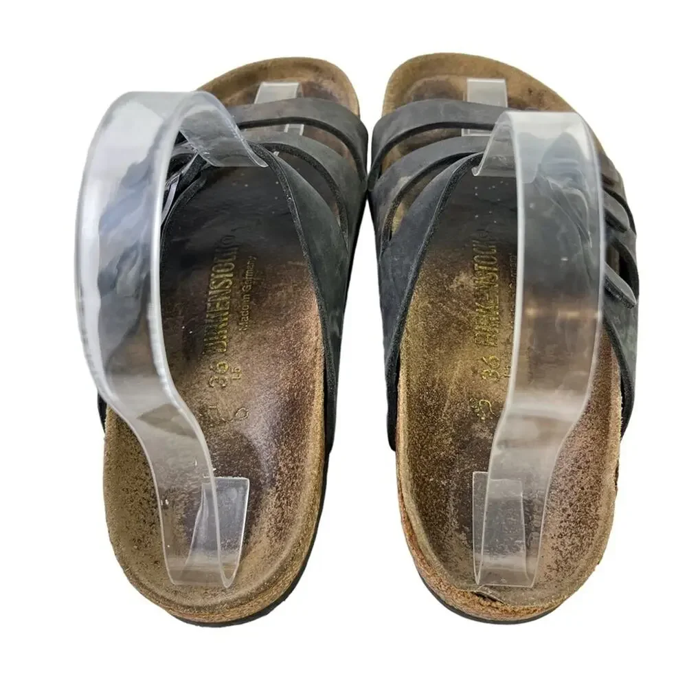 Birkenstock Florida Women's Black Genuine Leather Slides Sandals Shoes Flats  5